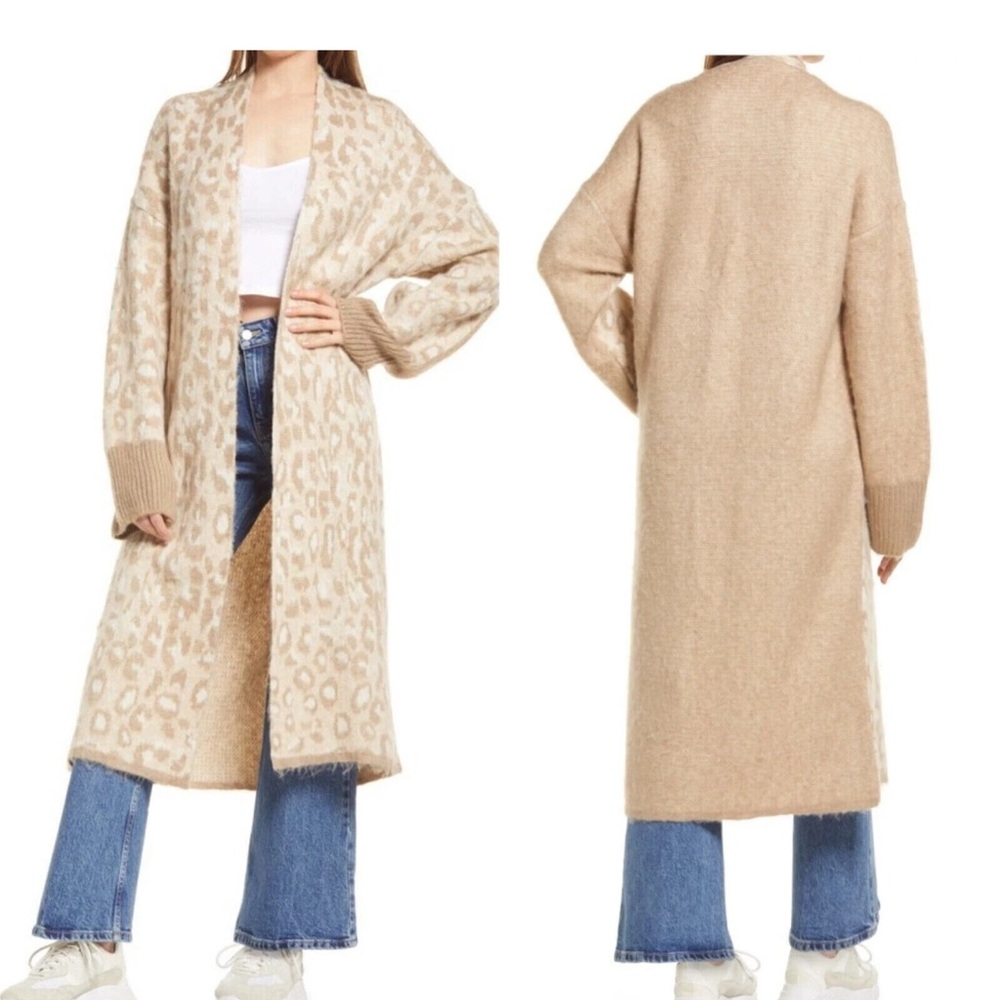 Topshop Beige Leopard Print Cardigan
